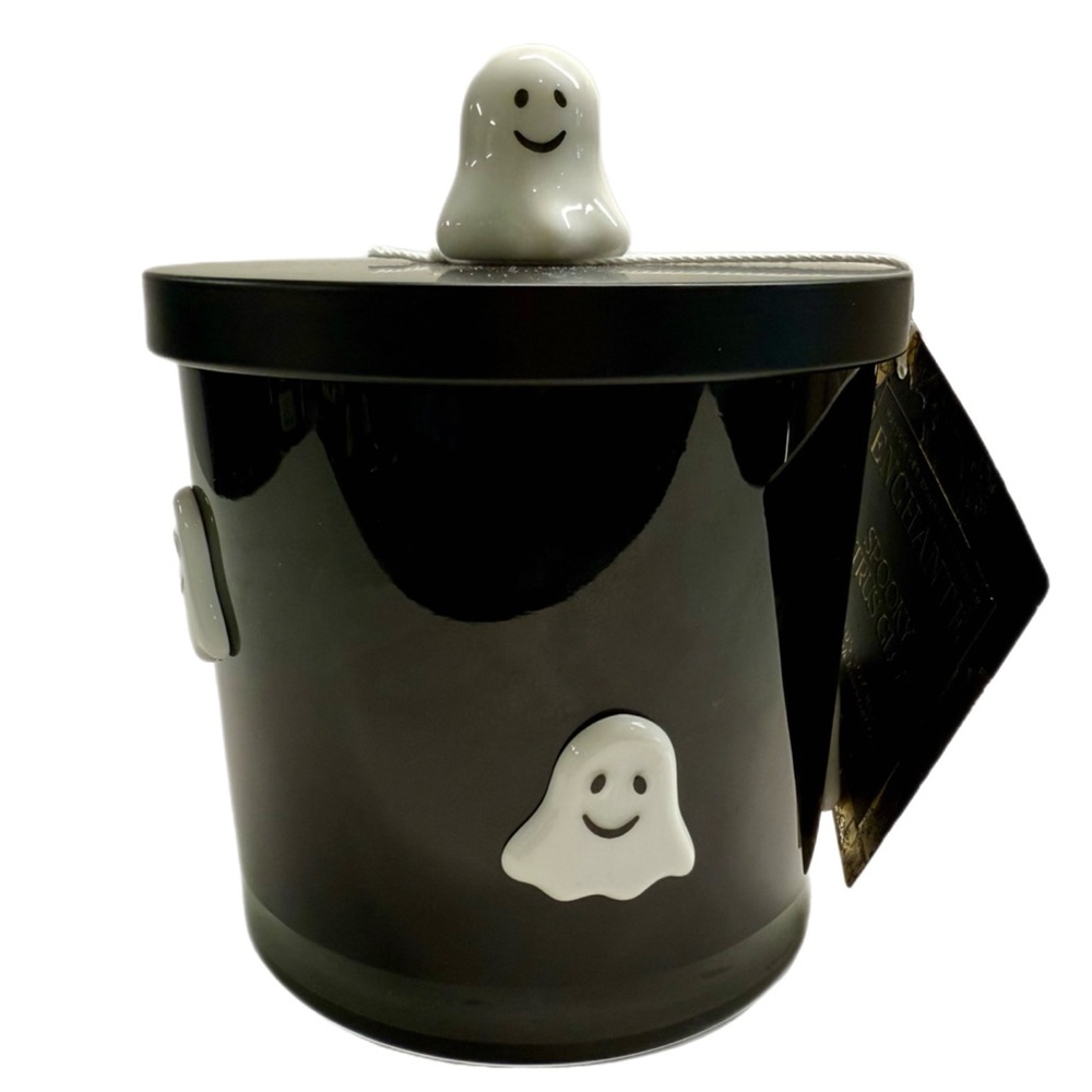 NWT! Enchanté Spooky Citrus Glow  13 Oz. Candle Decorative Ghosts On Lid & Jar - Picture 4 of 9